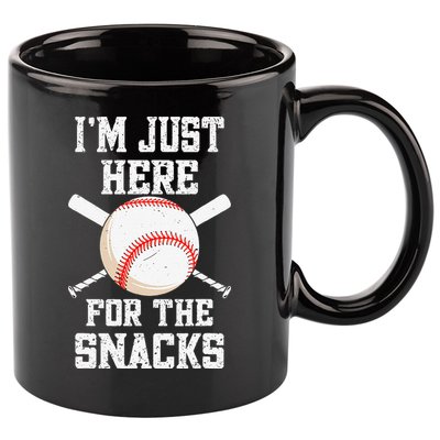 I'm Just Here For The Snacks Vintage Baseball 11oz C Handle Ceramic Mug