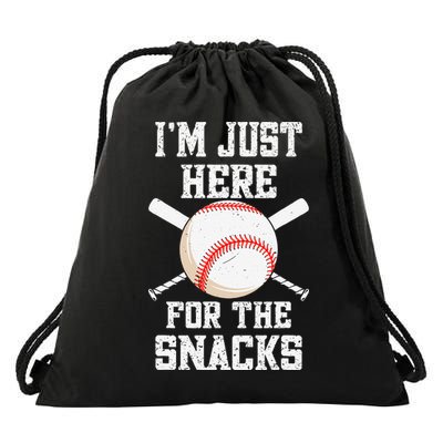 I'm Just Here For The Snacks Vintage Baseball Drawstring Bag
