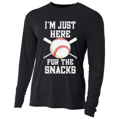 I'm Just Here For The Snacks Vintage Baseball Cooling Performance Long Sleeve Crew