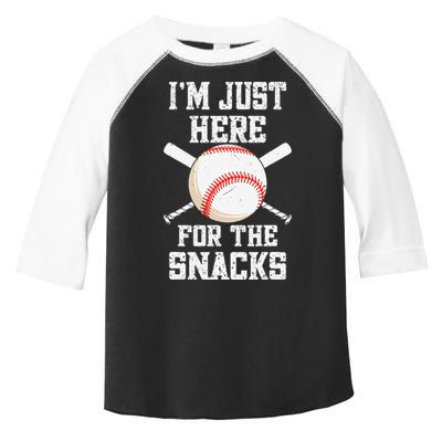 I'm Just Here For The Snacks Vintage Baseball Toddler Fine Jersey T-Shirt