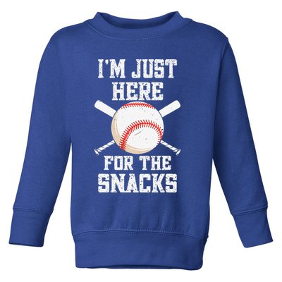 I'm Just Here For The Snacks Vintage Baseball Toddler Sweatshirt
