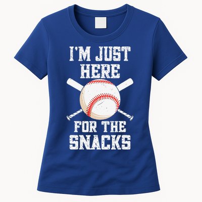 I'm Just Here For The Snacks Vintage Baseball Womens T-Shirt