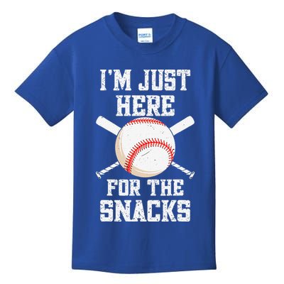 I'm Just Here For The Snacks Vintage Baseball Kids T-Shirt
