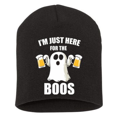 IM Just Here For The Boos Funny Halloween Cute Ghost Gift Short Acrylic Beanie