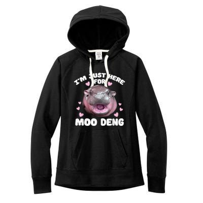 IM Just Here For Moo Deng Cute Baby Hippo Bouncy Souvenir Women's Fleece Hoodie