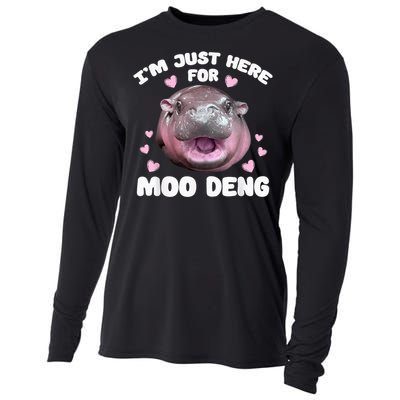 IM Just Here For Moo Deng Cute Baby Hippo Bouncy Souvenir Cooling Performance Long Sleeve Crew