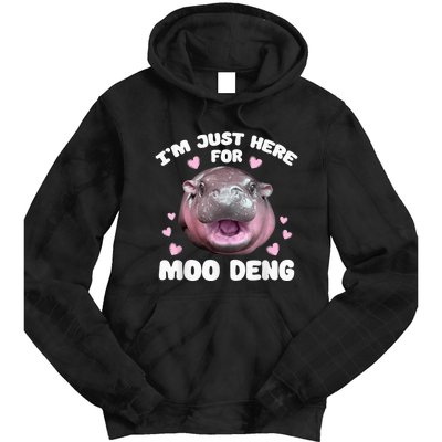 IM Just Here For Moo Deng Cute Baby Hippo Bouncy Souvenir Tie Dye Hoodie