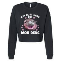 IM Just Here For Moo Deng Cute Baby Hippo Bouncy Souvenir Cropped Pullover Crew