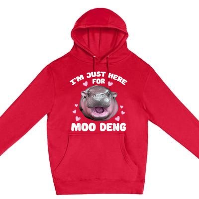 IM Just Here For Moo Deng Cute Baby Hippo Bouncy Souvenir Premium Pullover Hoodie