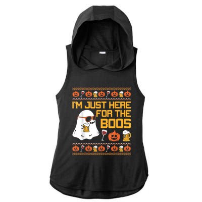 Im Just Here For The Boos Ghost Funny Halloween Ladies PosiCharge Tri-Blend Wicking Draft Hoodie Tank