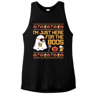 Im Just Here For The Boos Ghost Funny Halloween Ladies PosiCharge Tri-Blend Wicking Tank