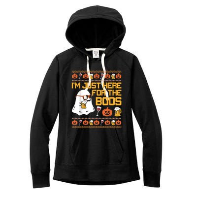 Im Just Here For The Boos Ghost Funny Halloween Women's Fleece Hoodie