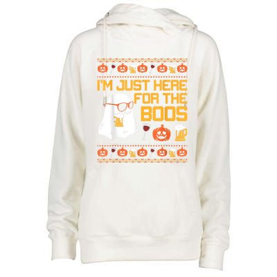 Im Just Here For The Boos Ghost Funny Halloween Womens Funnel Neck Pullover Hood