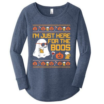 Im Just Here For The Boos Ghost Funny Halloween Women's Perfect Tri Tunic Long Sleeve Shirt