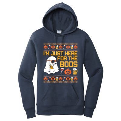 Im Just Here For The Boos Ghost Funny Halloween Women's Pullover Hoodie