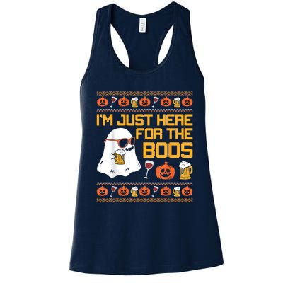 Im Just Here For The Boos Ghost Funny Halloween Women's Racerback Tank