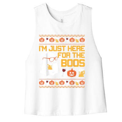 Im Just Here For The Boos Ghost Funny Halloween Women's Racerback Cropped Tank