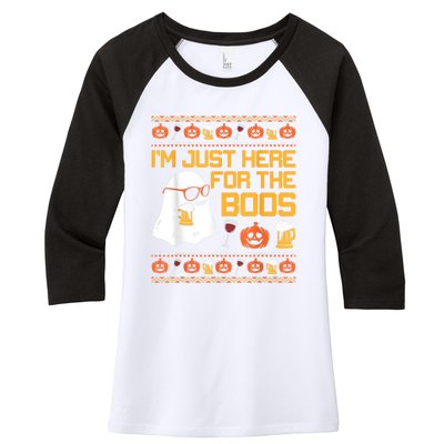 Im Just Here For The Boos Ghost Funny Halloween Women's Tri-Blend 3/4-Sleeve Raglan Shirt