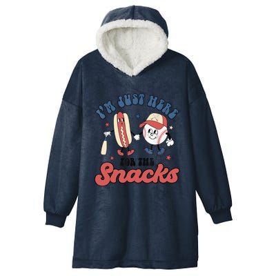 IM Just Here For The Snacks Baseball 4th Of July Hot Dog Hooded Wearable Blanket