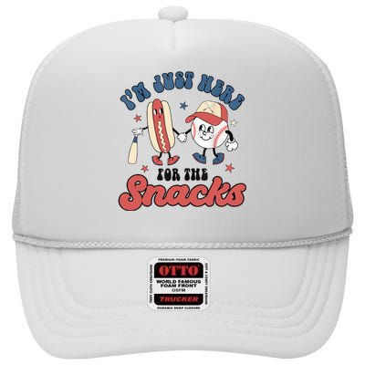 IM Just Here For The Snacks Baseball 4th Of July Hot Dog High Crown Mesh Back Trucker Hat