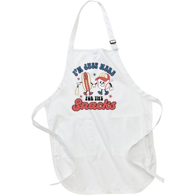 IM Just Here For The Snacks Baseball 4th Of July Hot Dog Full-Length Apron With Pockets