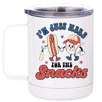 IM Just Here For The Snacks Baseball 4th Of July Hot Dog 12 oz Stainless Steel Tumbler Cup