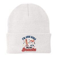 IM Just Here For The Snacks Baseball 4th Of July Hot Dog Knit Cap Winter Beanie