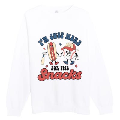 IM Just Here For The Snacks Baseball 4th Of July Hot Dog Premium Crewneck Sweatshirt