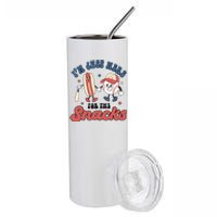 IM Just Here For The Snacks Baseball 4th Of July Hot Dog Stainless Steel Tumbler