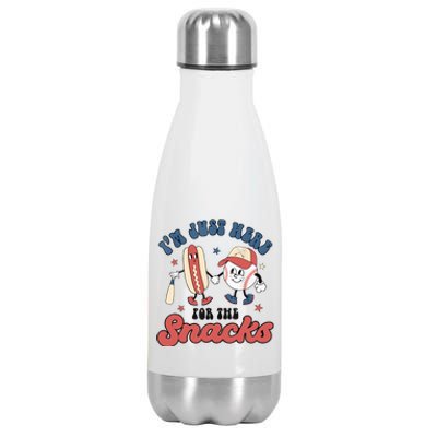 IM Just Here For The Snacks Baseball 4th Of July Hot Dog Stainless Steel Insulated Water Bottle