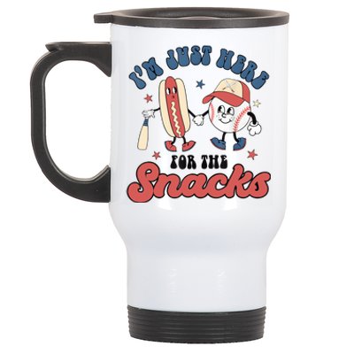 IM Just Here For The Snacks Baseball 4th Of July Hot Dog Stainless Steel Travel Mug