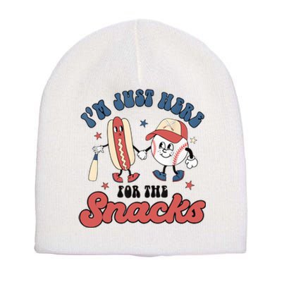 IM Just Here For The Snacks Baseball 4th Of July Hot Dog Short Acrylic Beanie