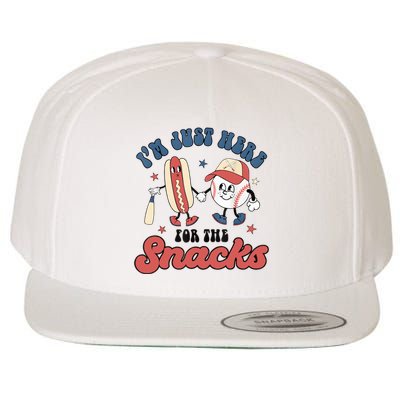 IM Just Here For The Snacks Baseball 4th Of July Hot Dog Wool Snapback Cap