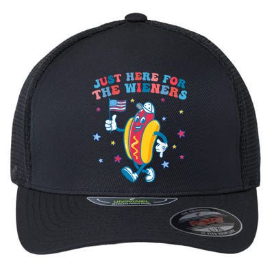 Im Just Here For The Wieners Funny 4th Of July Flexfit Unipanel Trucker Cap