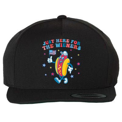 Im Just Here For The Wieners Funny 4th Of July Wool Snapback Cap