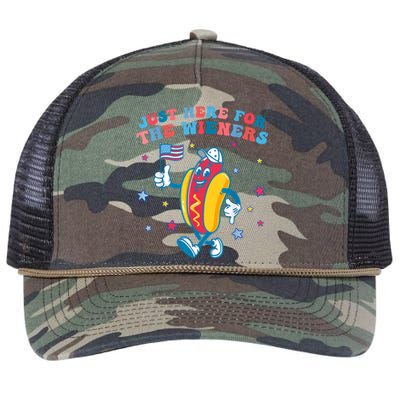 Im Just Here For The Wieners Funny 4th Of July Retro Rope Trucker Hat Cap