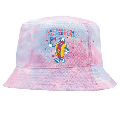 Im Just Here For The Wieners Funny 4th Of July Tie-Dyed Bucket Hat