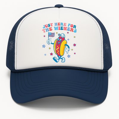 Im Just Here For The Wieners Funny 4th Of July Trucker Hat