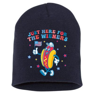 Im Just Here For The Wieners Funny 4th Of July Short Acrylic Beanie