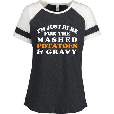 I'm Just Here For The Mashed Potatoes And Gravy Enza Ladies Jersey Colorblock Tee