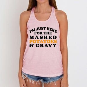 I'm Just Here For The Mashed Potatoes And Gravy Women's Knotted Racerback Tank