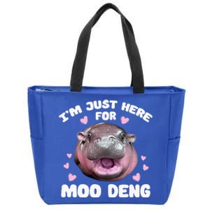 Im Just Here For Moo Deng Zip Tote Bag