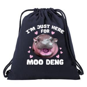 Im Just Here For Moo Deng Drawstring Bag