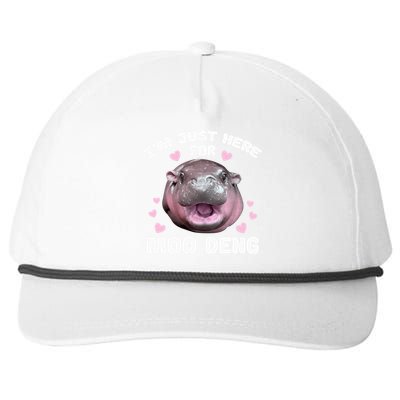 Im Just Here For Moo Deng Cute Baby Funny Hippo Bouncy Snapback Five-Panel Rope Hat