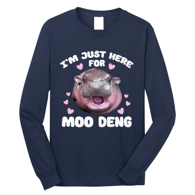 Im Just Here For Moo Deng Cute Baby Funny Hippo Bouncy Long Sleeve Shirt