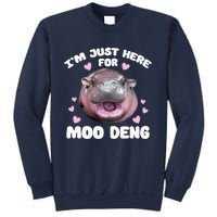 Im Just Here For Moo Deng Cute Baby Funny Hippo Bouncy Sweatshirt