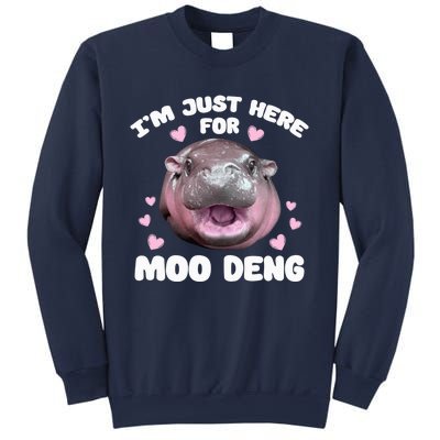 Im Just Here For Moo Deng Cute Baby Funny Hippo Bouncy Sweatshirt