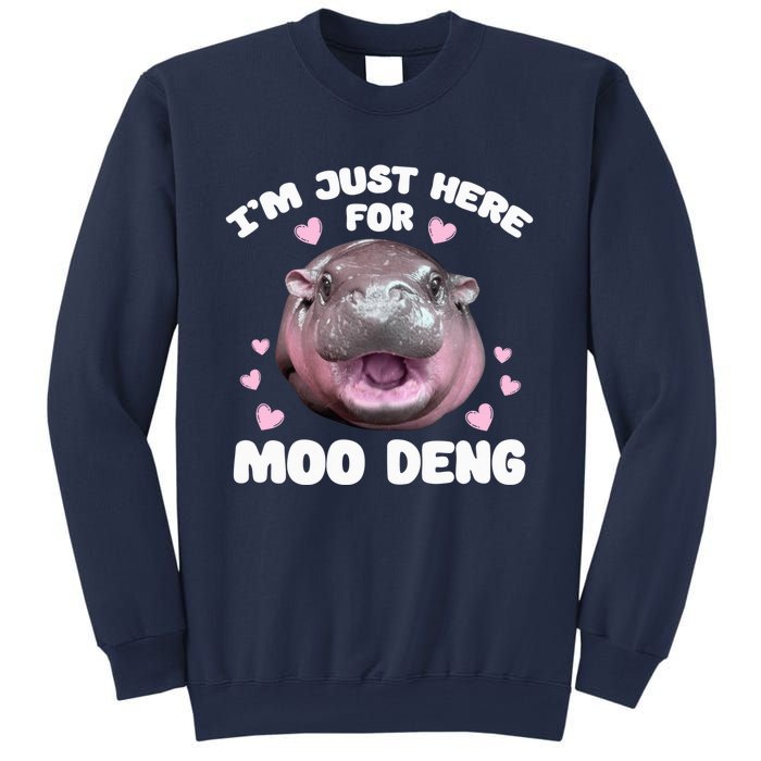 Im Just Here For Moo Deng Cute Baby Funny Hippo Bouncy Sweatshirt