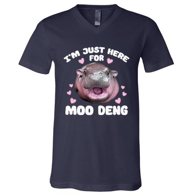 Im Just Here For Moo Deng Cute Baby Funny Hippo Bouncy V-Neck T-Shirt