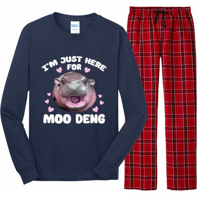 Im Just Here For Moo Deng Cute Baby Funny Hippo Bouncy Long Sleeve Pajama Set